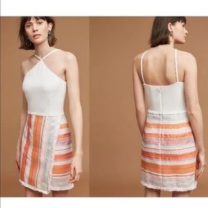 Anthropologie Hutch Kayln Halter Stripe Fringe Mini Dress Size 0